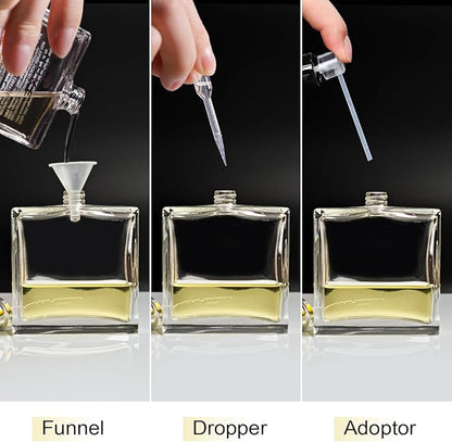 100ml/3.4 Oz Glass Spray Bottle Perfume Atomizer,Empty Refillable Perfume Spray Bottle with 3 Kinds of Dispenser (A4)
