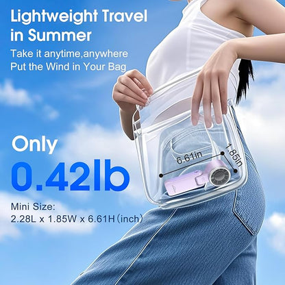 WHATOOK Portable Fan Handheld Mini Fan: Travel Fans with Air Turbo Tech, 4000mAh Battery with LED Display, 5 Gear Wind, 3 in 1 Foldable Small Hand Fans for Makeup, Outdoor, Working, Shopping (Purple)