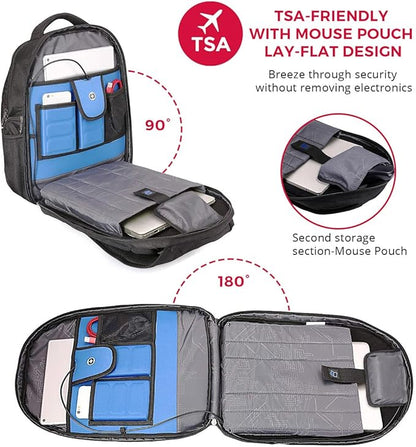 Swissdigital Design TSA Business Laptop Backpack For Men,Travel Backpack With USB Charging Port,College Tech Backpacks With RFID Pockets Presents For Men Fits 15.6 Inch Computer | J16BT-1