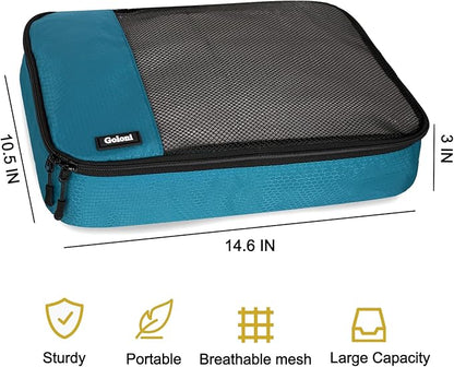 Packing Cubes for Travel Essentials,4 Set Packing Cubes for Suitcases,Lightweight Mesh Luggage Organizer Bag,Blue