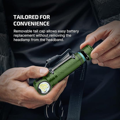 OLIGHT Perun 3 Rechargeable Headlamp Flashlight, 3000 Lumens LED Headlight with Red Light, Waterproof Head Lamp with Headband for Outdoor Camping, Hiking, Working (OD Green)