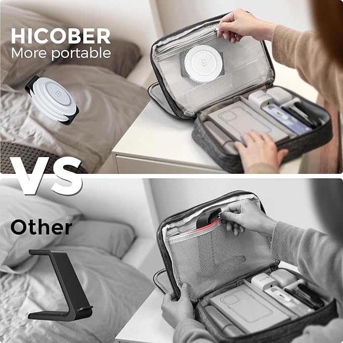 Hicober 3 in 1 Charging Station for Apple Multiple Devices, Foldable Travel Wireless Charger 18W for iPhone Air 17 16 15 14 13 Pro Max Plus &Apple Watch Series/Airpods Black&White
