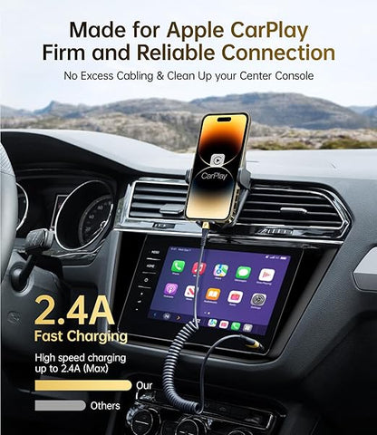 iPhone Charger Cable for Car (3FT/5FT), 2Pack Coiled Lightning Cable, [Apple MFi Certified] Short Charging Cord Compatible with iPhone 14/13/12/11 Pro Max/XS MAX/XR/XS/8/iPad/iPod/CarPlay-Gold