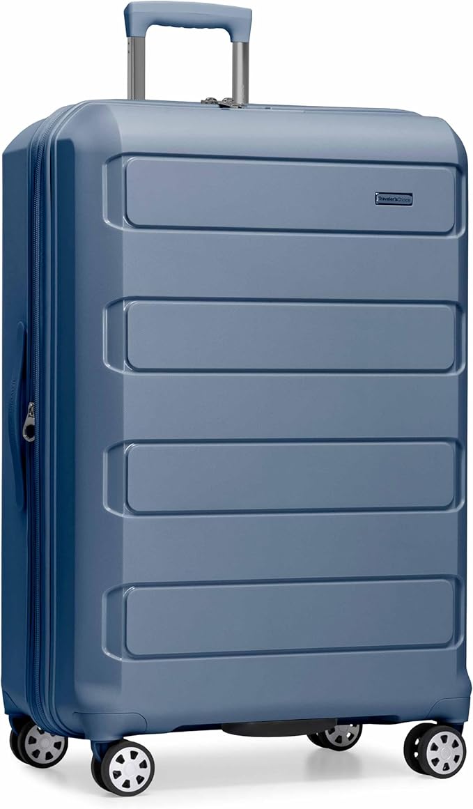 Traveler's Choice Pagosa Indestructible Hardshell Expandable Spinner Luggage, Slate Blue, 30-Inch Large