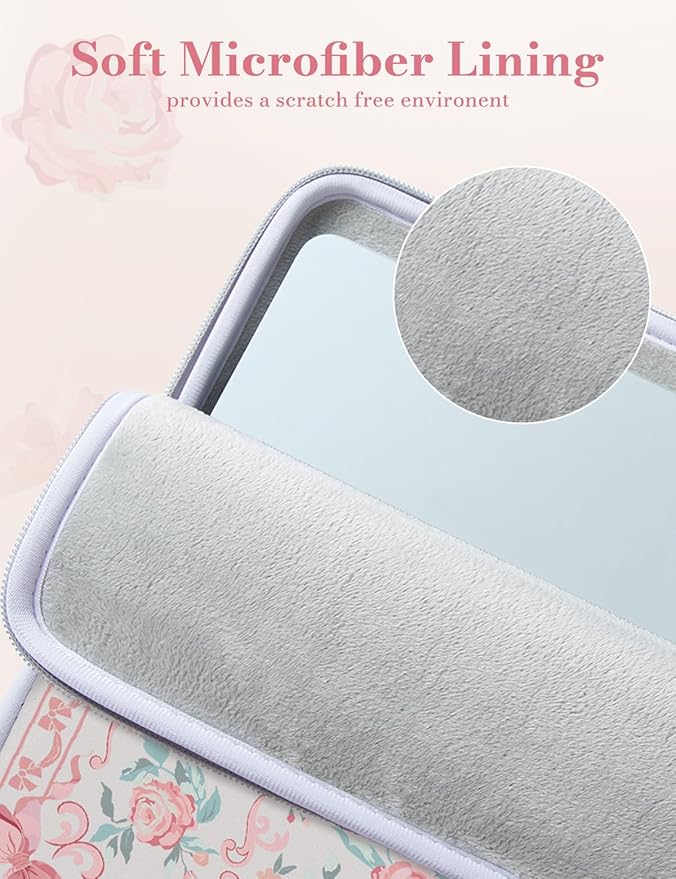 iCasso Laptop Sleeve 13 inch for MacBook Air 13-13.6 inch,Cute Laptop case for MacBook Pro 13 inch 14 inch, Slim Protective Travel Carrying Case Sleeve for 14 inch Chromebook, HP, Retro Bow Pink
