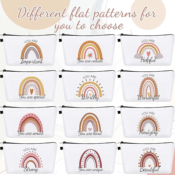 Dunzy 20 Pcs Makeup Bags Bulk Graduation Gift Cosmetic Bag Makeup with Zipper Pouch Waterproof Portable Travel Toiletry for Women Teacher Birthday Thanksgiving Christmas Gifts(Rainbow)