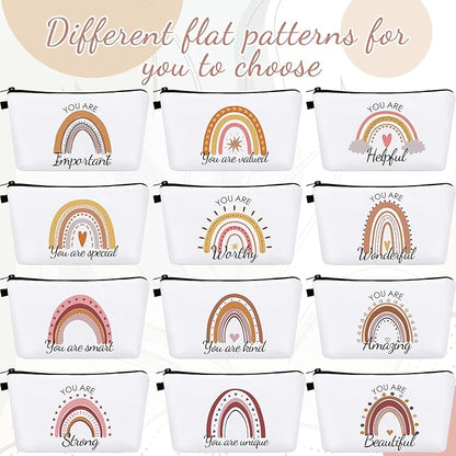 Dunzy 20 Pcs Makeup Bags Bulk Graduation Gift Cosmetic Bag Makeup with Zipper Pouch Waterproof Portable Travel Toiletry for Women Teacher Birthday Thanksgiving Christmas Gifts(Rainbow)