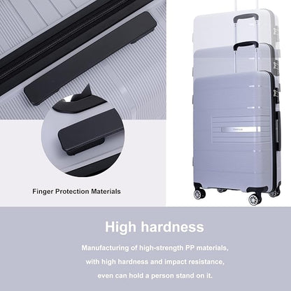 Travelhouse Luggage Sets, Expandable Hardside Suitcases 24in/28in, Carry on 20in,3 Piece Set Travel Luggages Clearance with Double Spinner Wheels TSA Lock Lightweight (Silver-1206)