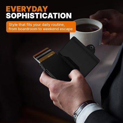 Conceal Plus Mens Wallet Credit Card Holder, Smart Pop Up RFID Wallet, Slim Minimalist Leather Front Pocket Card Case, Compact Travel Wallet RFID Blocking, Holds 4-6 Standard Cards Plus Cash & ID