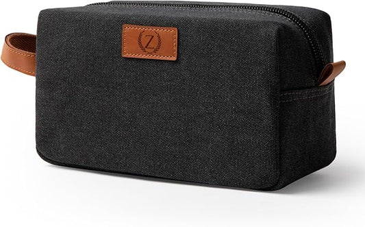 Janhavi Waterproof Makeup Bag Organizer,Groomsmen Gifts,Travel Bag Canvas Laser Engraved Initials & Wheat Ear, Men's Accessories Storage, Travel Bags for Men, Travel Essentials (Dark Grey Z)