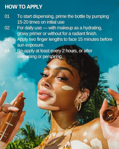 Cay Skin Isle Glow Face Moisturizer SPF 45 – Illuminating Moisturizer, Broad Spectrum Sunscreen + Makeup Primer – Lightweight, Pearlescent Formula with Radiant Finish for All Skin Types – 3-Pk, 1.5 oz
