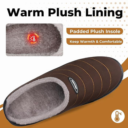 Mishansha Mens Womens House Slippers Warm Fur Lined Winter House Shoes Slip on Cozy Indoor Outdoor Slipper