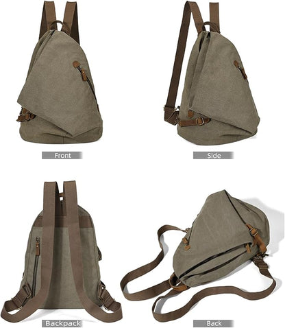 KL928 Canvas Vintage Backpack – Large Casual Daypack Outdoor Travel Rucksack Hiking Backpacks for Men Women