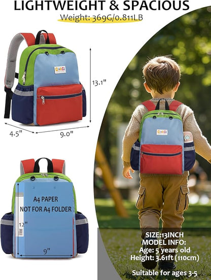 Toddler Backpack for Boys Girls 2-5, Kids Preschool Backpack, 13inch Little Kids Backpack Daycare School Bookbag for Kindergarten Elementary School Travel,Orange&Red