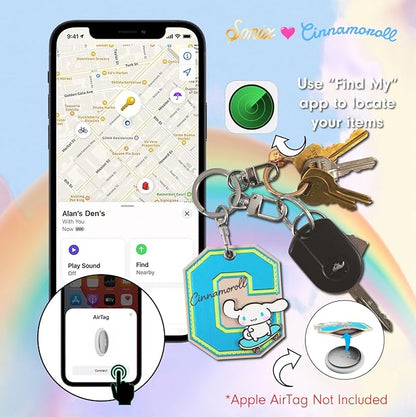 Sonix x Sanrio Character Keychain Case Compatible with Apple AirTag | Protective AirTag Cover Keychain | College Letters Cinnamoroll