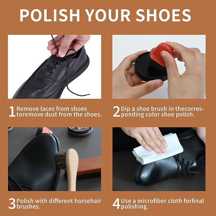 Black Brown Shoe Polish Kit Saddle Soap Mink Oil Leather Boot Shoe Shine Kit Conditioner Cream Wax Care Clearner Set