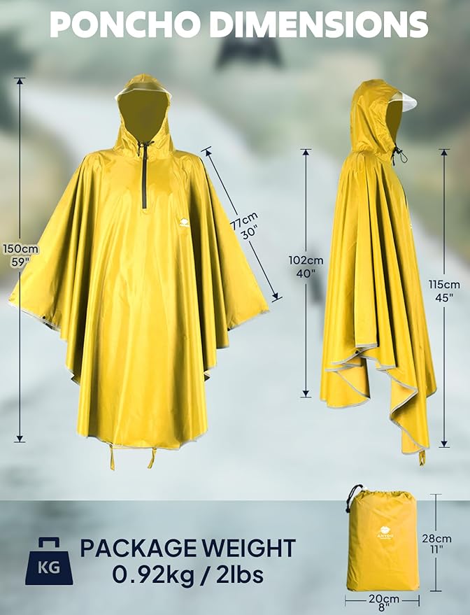 ANYOO Waterproof Rain Poncho Bike Bicycle Rain Capes Lightweight Compact Reusable for Adults