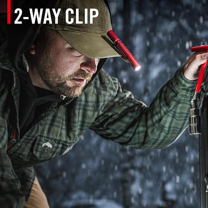 COAST XT10R 280 Lumen USB-C Rechargeable Pocket Flashlight/Penlight with TWIST FOCUS and Two-Way Clip, 3 Bite Caps included, Pocket Size for EDC, Work and Emergencies, RED