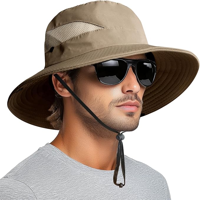 PFFY Sun Bucket Hats for Men Women 3” Wide Brim UPF 50+ Fishing & Beach Hat