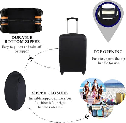 Explore Land Travel Luggage Cover Suitcase Protector Fits 23-26 Inch Case (Black, M)