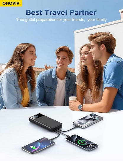 Portable Charger Power Bank 50000mAh Battery Pack, 22.5W Fast Charging PowerBank with Built in Cables,Travel Camping Essential USB-C Portable Phone Charger for iPhone Samsung Pixel Android iPad