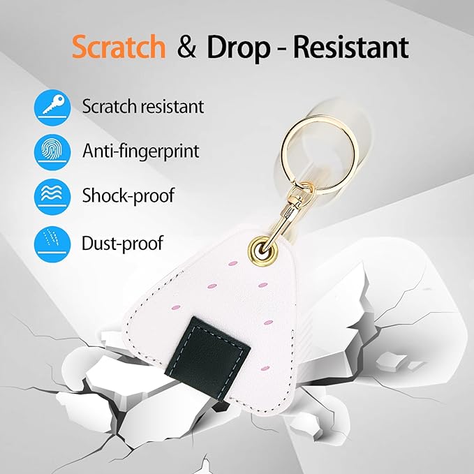 Leather Keychain Case Holder Compatible with Apple AirTag, GPS Airtag Keychain Finder Tracker with Key Ring, Anti-Scratch Protective Air Tag Cover