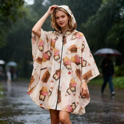 Hooded Rain Ponchos for Adult - Rain Coat and Rain Jacket with Waterproof Pocket and Zipper