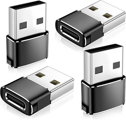 𝟒𝐏𝐚𝐜𝐤 𝐔𝐩𝐠𝐫𝐚𝐝𝐞𝐝 USB to USB C Adapter,Type-C Female to A Male Charger Converter for iPhone 17 Charger,iWatch Ultra SE 9 10,iPhone 17 Pro Max 16 15 12,Samsung S25,AirPods,iPad,Car,Xbox