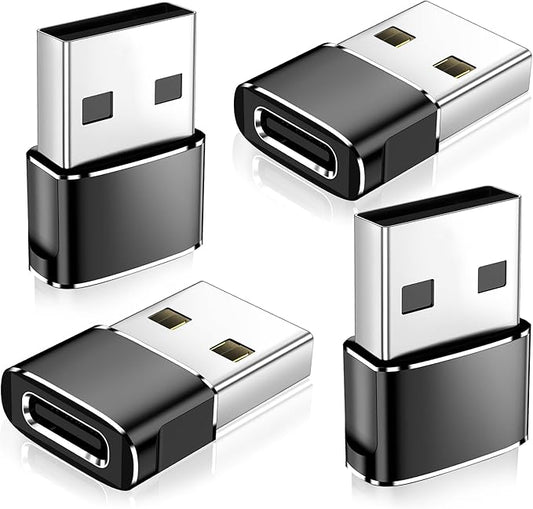 𝟒𝐏𝐚𝐜𝐤 𝐔𝐩𝐠𝐫𝐚𝐝𝐞𝐝 USB to USB C Adapter,Type-C Female to A Male Charger Converter for iPhone 17 Charger,iWatch Ultra SE 9 10,iPhone 17 Pro Max 16 15 12,Samsung S25,AirPods,iPad,Car,Xbox