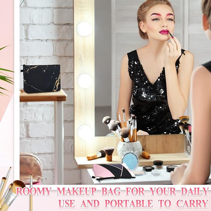 Dunzy 20 Pcs Makeup Bags Bulk Graduation Gift Cosmetic Bag Makeup with Zipper Pouch Waterproof Portable Travel Toiletry for Women Teacher Birthday Thanksgiving Christmas Gifts(Marble)
