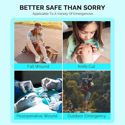 Emergency Wound Closure Strips - 5 Pcs Zip Stitch Butterfly Bandages Wound Closure Kit - Painless Steri Strips Laceration Kit for Wound Care - Zip Tie Adhesive Bandaids