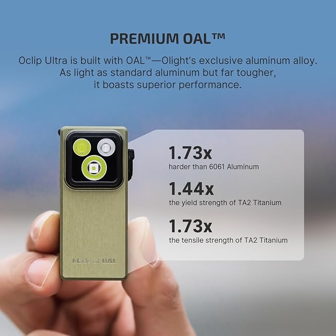 OLIGHT Oclip Ultra EDC Flashlight Clip-on Light, 530 Lumens Rechargeable with Type-C Charging, Combines Floodlight, Spotlight and UV, Triple Magnetic Lights for Inspection and Work (Olive Green)