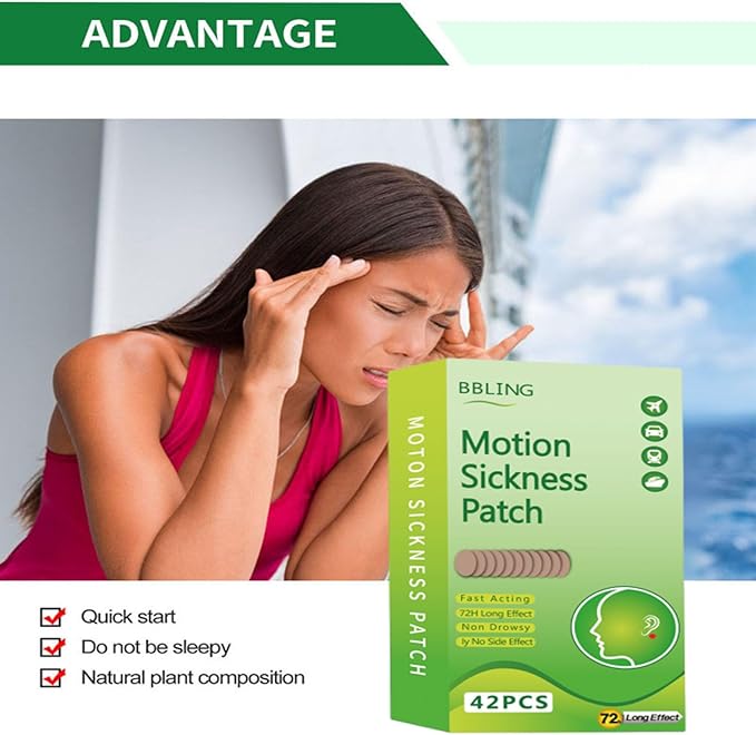 42PCS Motion Sickness Patchs, Sea Sickness Patch for Cruise,Dizziness Resulted from Travel of Cars, Ships, Airplanes (42pcs)