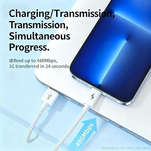 USB Cable PD Fast Charger (USB 3IN1 Braid Green),Phone Data Cable, Fast Charging Cable, 120cm, Density-Mixed Braided Body, Compatible with Almost All Phones, Tablets, Headphones, and More.