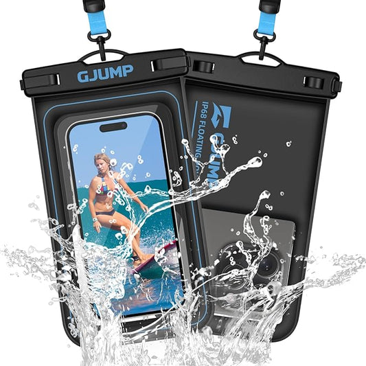 2 Pack Floating Waterproof Phone Pouch, Up to 8.3" IP68 Cellphone Dry Bag Compatible for iPhone 16 15 14 13 Pro Max Samsung Galaxy, Essential for Beach Cruise Ship (Blue*2)