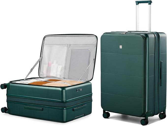 Hanke Hardside Expandable Large Checked Luggage, 28 Inch Top Opening Trunk Luggages with Spinner Wheels, All-PC Hard Shell Suitcase, Lightweight TSA Approved (Blackish Green, 120L)