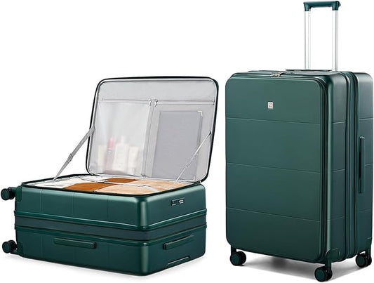 Hanke Hardside Expandable Large Checked Luggage, 28 Inch Top Opening Trunk Luggages with Spinner Wheels, All-PC Hard Shell Suitcase, Lightweight TSA Approved (Blackish Green, 120L)