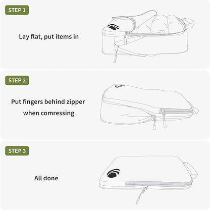 Cipway Compression Packing Cubes Set, Ultralight Expandable Travel Packing Organizers for Carry on Luggage (Green 6pcs)