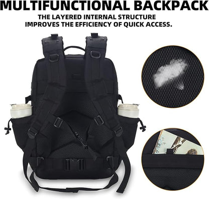 25L Tactical Military Backpack Small Travel Rucksack for Men and Women Assault Pack Bug Out Bag Molle Daypack Gym Backpack with Bottle Holder (Black Neon Green)