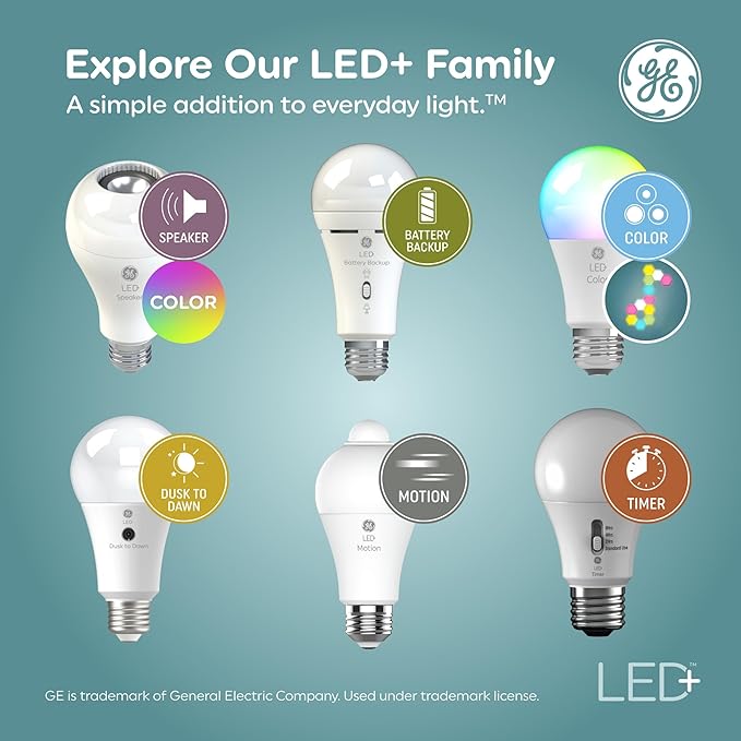 GE LED+ Battery Backup LED Light Bulbs, Emergency Light Bulb for Power Outages + Flashlight, BR30 Indoor Floodlights (3 Pack)