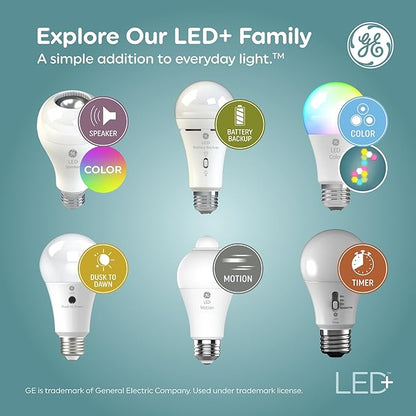GE LED+ Battery Backup LED Light Bulbs, Emergency Light Bulb for Power Outages + Flashlight, BR30 Indoor Floodlights (3 Pack)