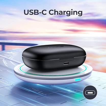 Active Noise Cancelling Wireless Earbuds Bluetooth Headphones 90 Hrs Playtime Ear Buds with Power Display Over-Ear Earphones with Earhooks IPX7 Waterproof Stereo Transparency Headset for Sports/Gym