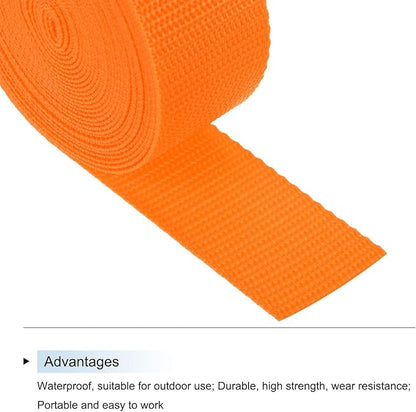 MECCANIXITY Lightweight Polypropylene Webbing Strap 1 1/2" 5 Yard Backpack Strapping Band Light Orange for Outdoor Luggage Cargo Straps