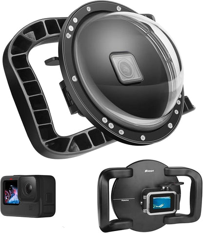 SHOOT Dome Port for GoPro Hero 13/12/11/10/9 Black - Upgraded Coating Film for Anti-Scratch, Dual Handle Stabilizer Floating Grip, Overall Waterproof Case - Shoot Over Underwater Photos/Videos