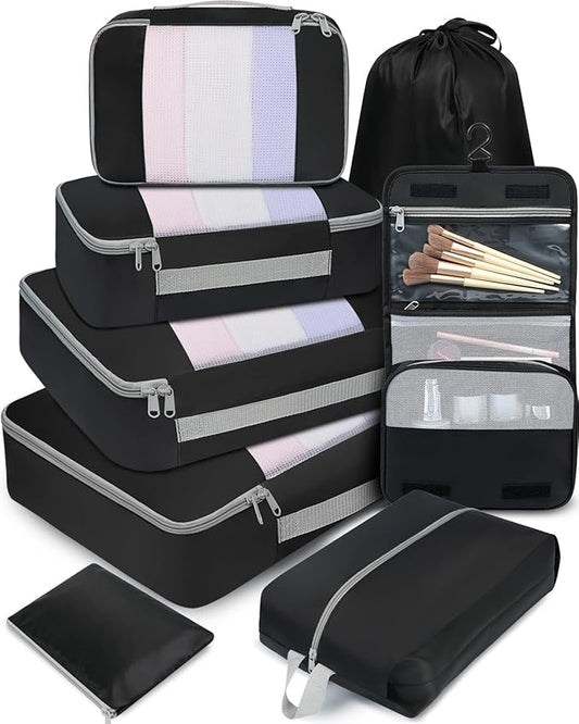BAGAIL 6 Set/8 Set/10 Set Packing Cubes Various Sizes Packing Organizer for Travel Accessories Luggage Carry On Suitcase