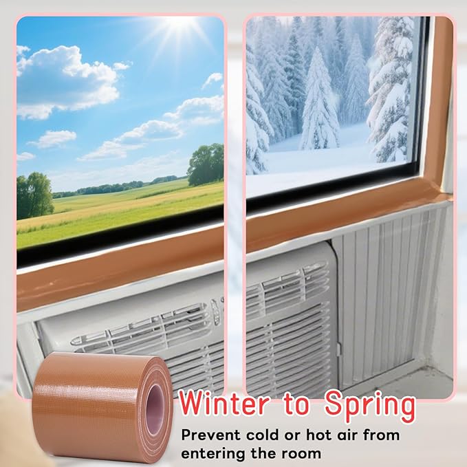 Birllaid Window Weather Sealing Tape, Window AC Insulation Air Conditioner Seal Tape, Waterproof Blocker for Cold Heat Air, Windproof, No Residue Strong adheisve 3 Inch x 65 FT