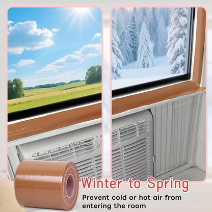 Birllaid Window Weather Sealing Tape, Window AC Insulation Air Conditioner Seal Tape, Waterproof Blocker for Cold Heat Air, Windproof, No Residue Strong adheisve 3 Inch x 65 FT