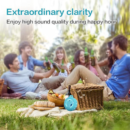 EBODA Waterproof Bluetooth Shower Speaker, IPX7 Floating Portable Wireless Small Speakers, 24H Playtime with RGB Light for Kayak, Beach, Pool Accessories, Gifts for unisex -Sky Blue
