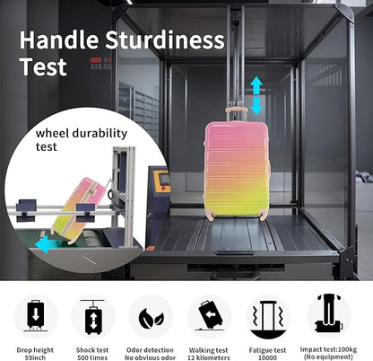 Merax Suitcase Set, Hardshell Luggage Sets 3 Piece with Spinner Wheels, Expandable Gradient Color Suitcase with TSA Lock Lightweight 20" 24" 28", Pink and Green