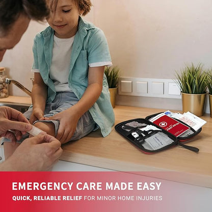 All-Purpose First Aid Kit 184 Pieces, Emergency Kit for Home, Travel, Car, Business, Worksite and Office, Portable Emergency Supplies for Minor Cuts, Scraps, Sprains & Burns